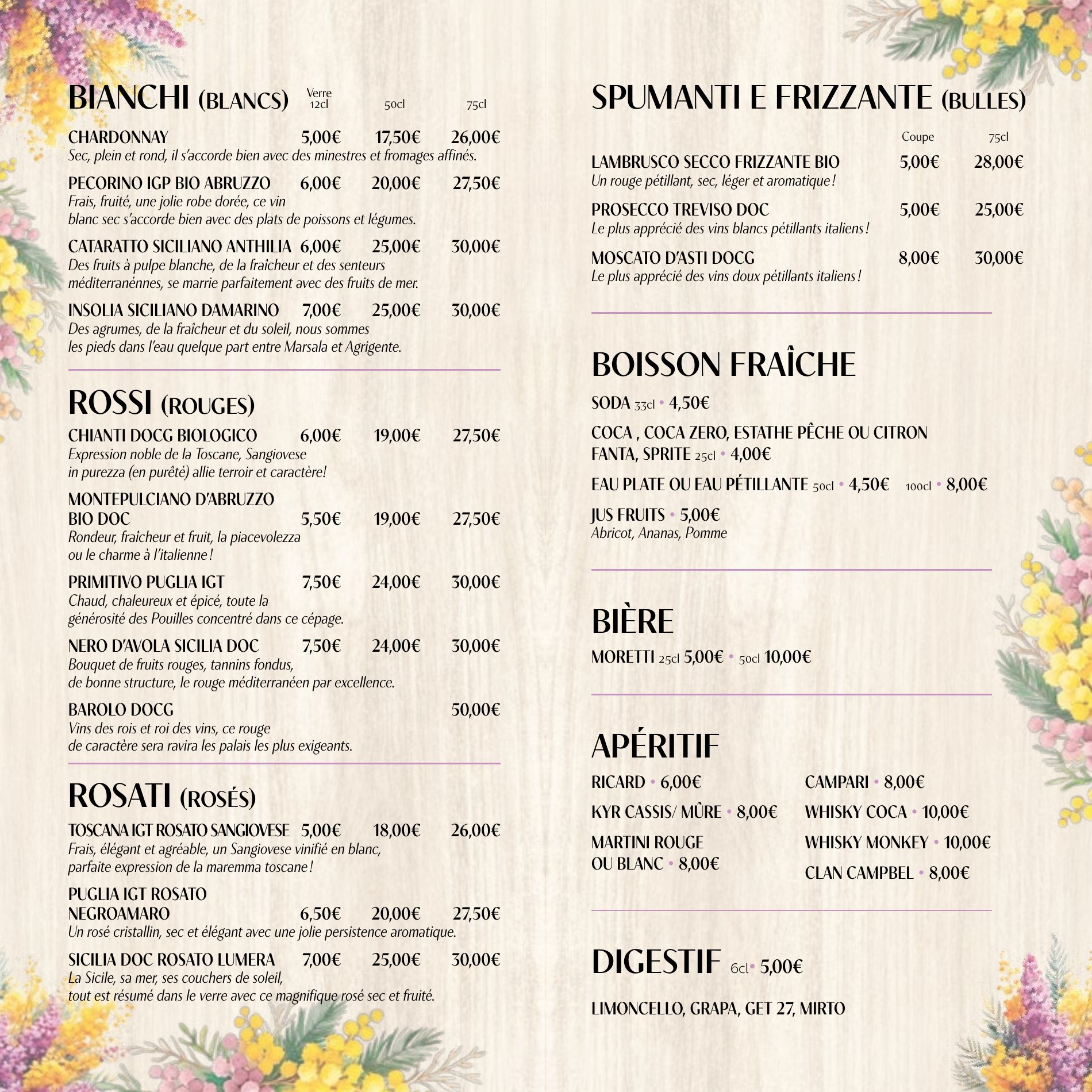 La Fortuna – Vins et boissons